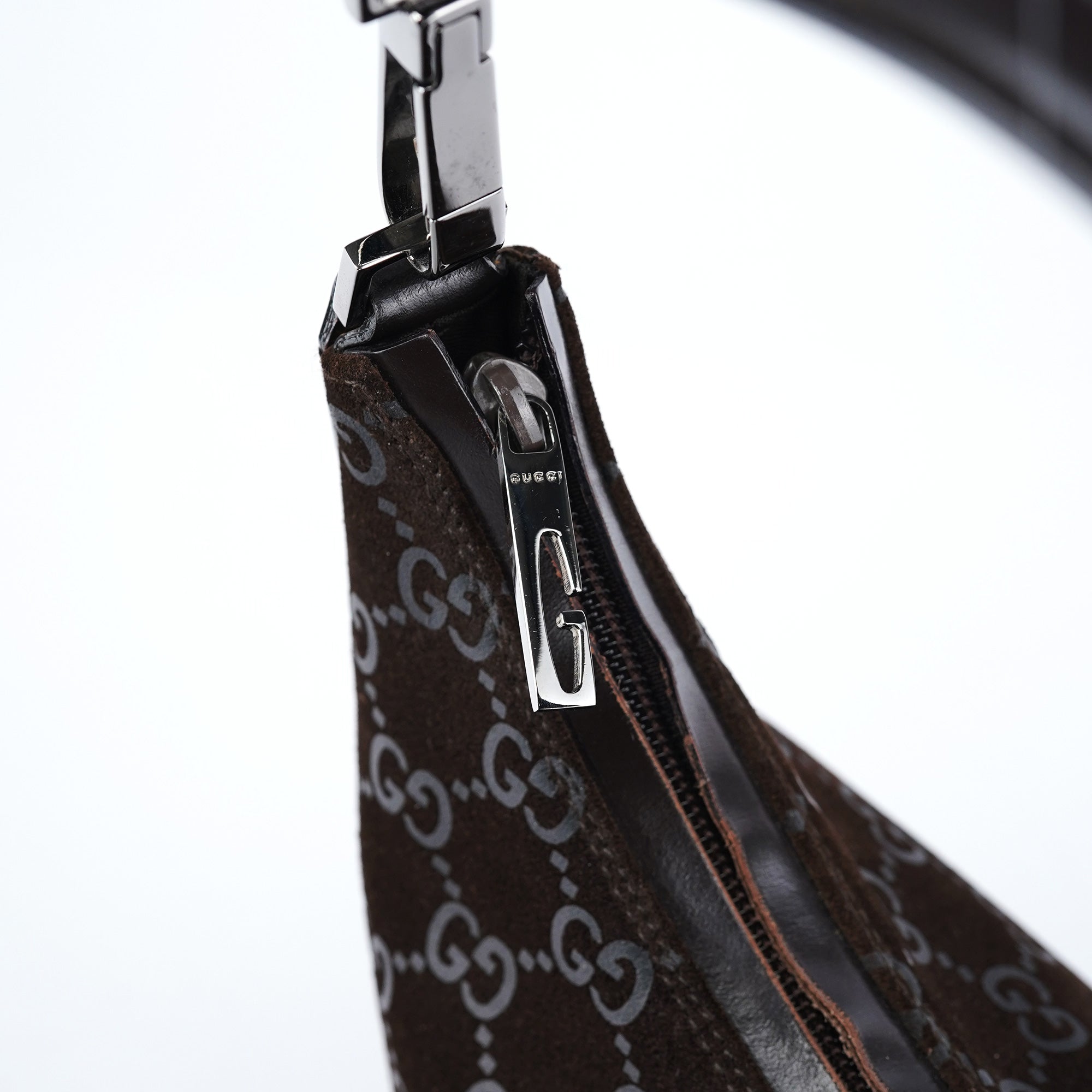 1997 Brown GG Suede Shoulder Bag