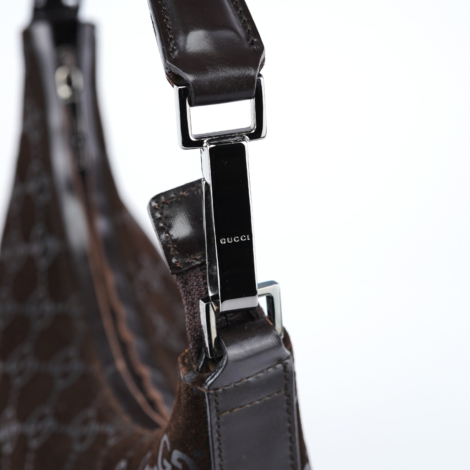1997 Brown GG Suede Shoulder Bag