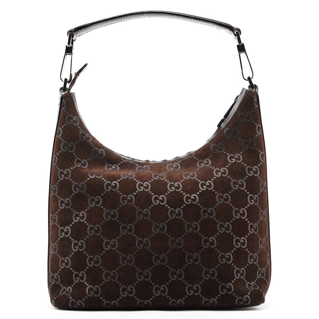 1997 Brown GG Suede Shoulder Bag