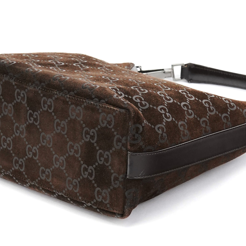 1997 Brown GG Suede Shoulder Bag