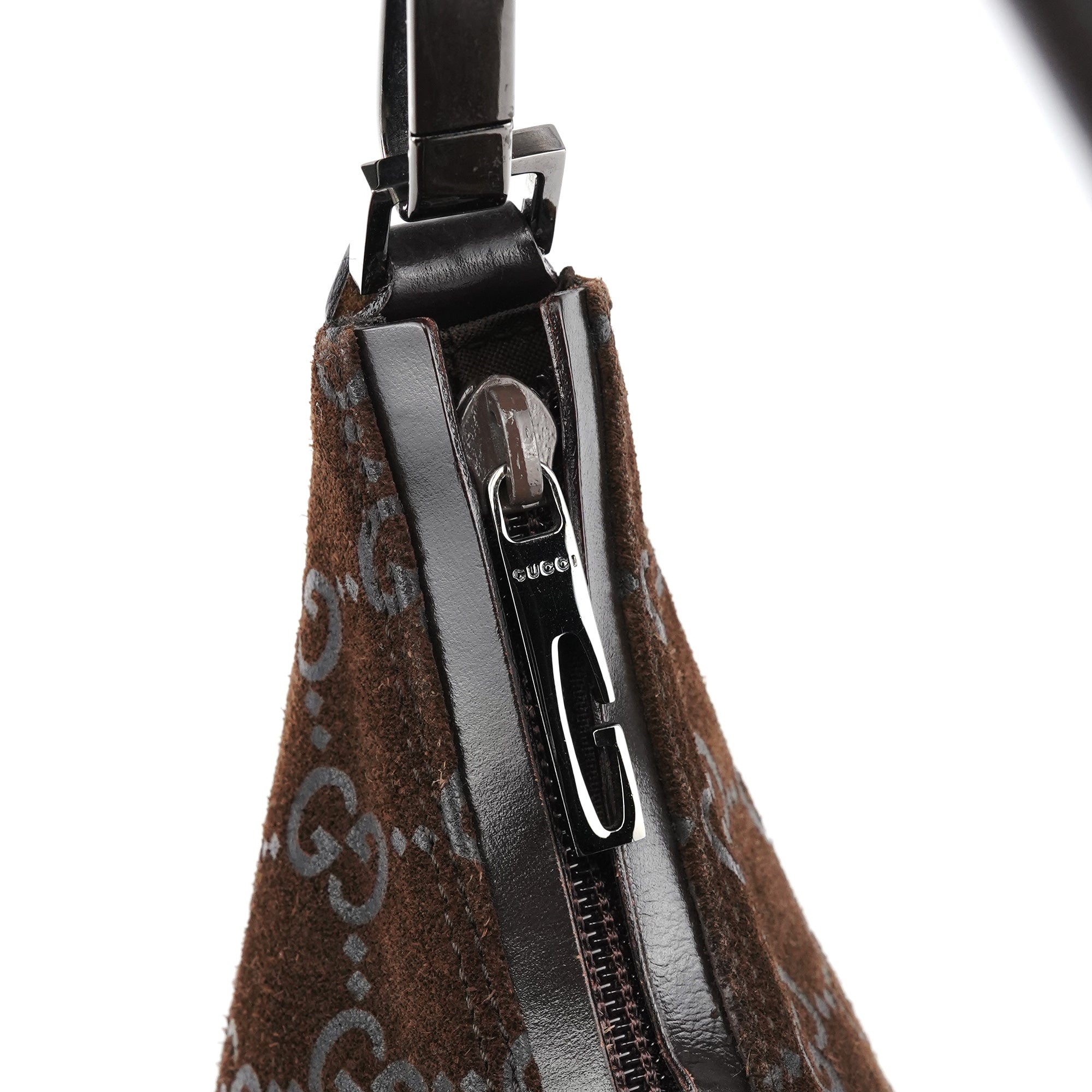 1997 Brown GG Suede Shoulder Bag
