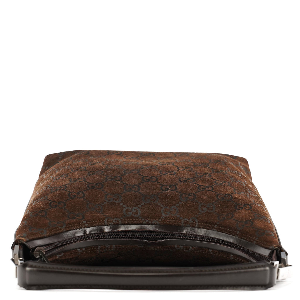 1997 Brown GG Suede Shoulder Bag