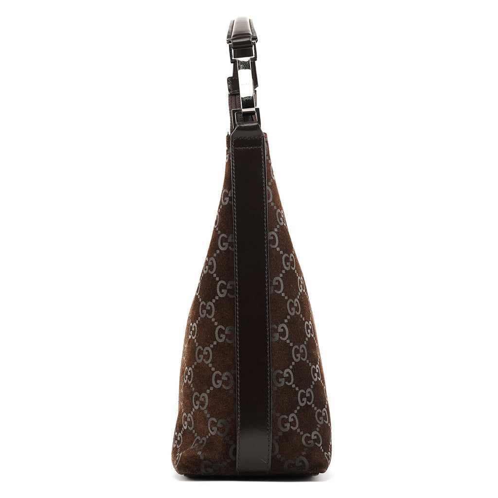 1997 Brown GG Suede Shoulder Bag