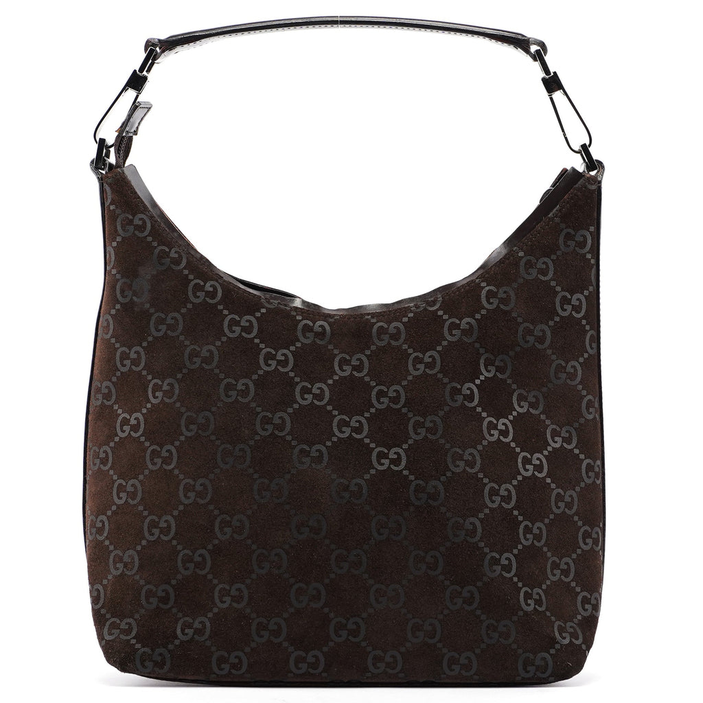 1997 Brown Suede GG Shoulder Bag
