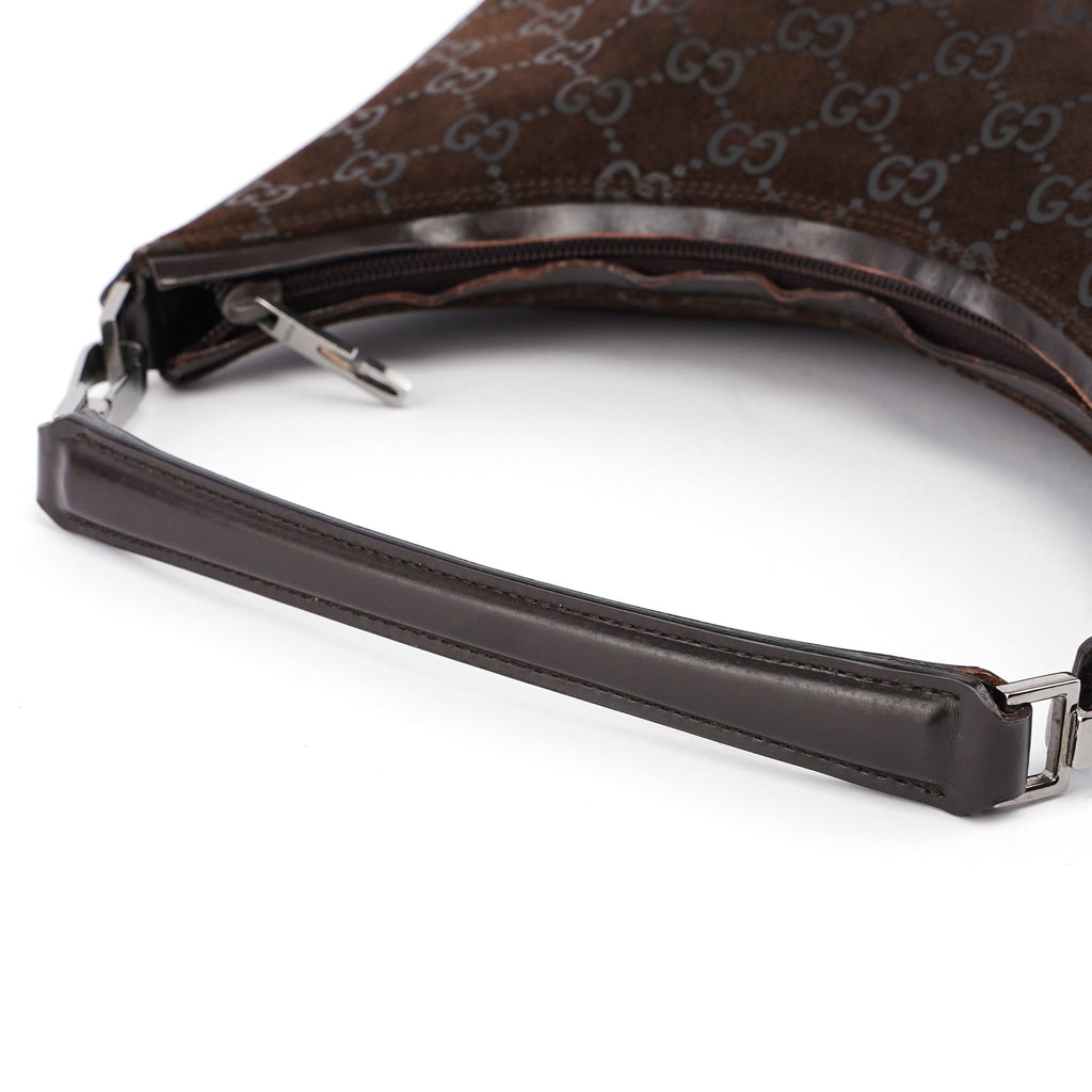 1997 Brown Suede GG Shoulder Bag