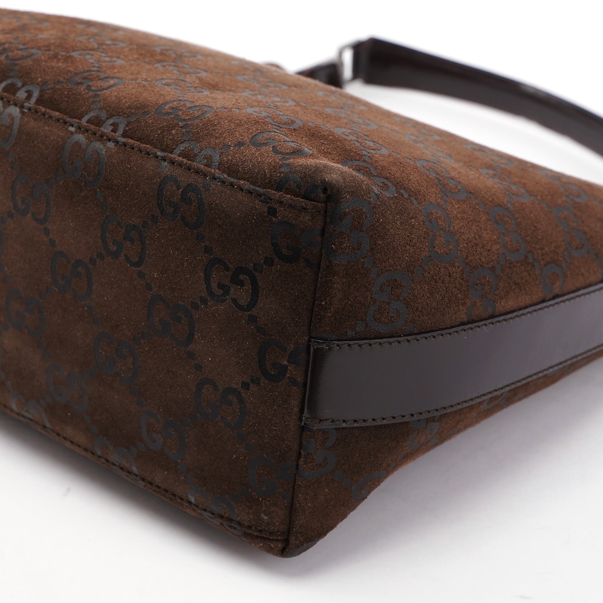 1997 Brown Suede GG Shoulder Bag