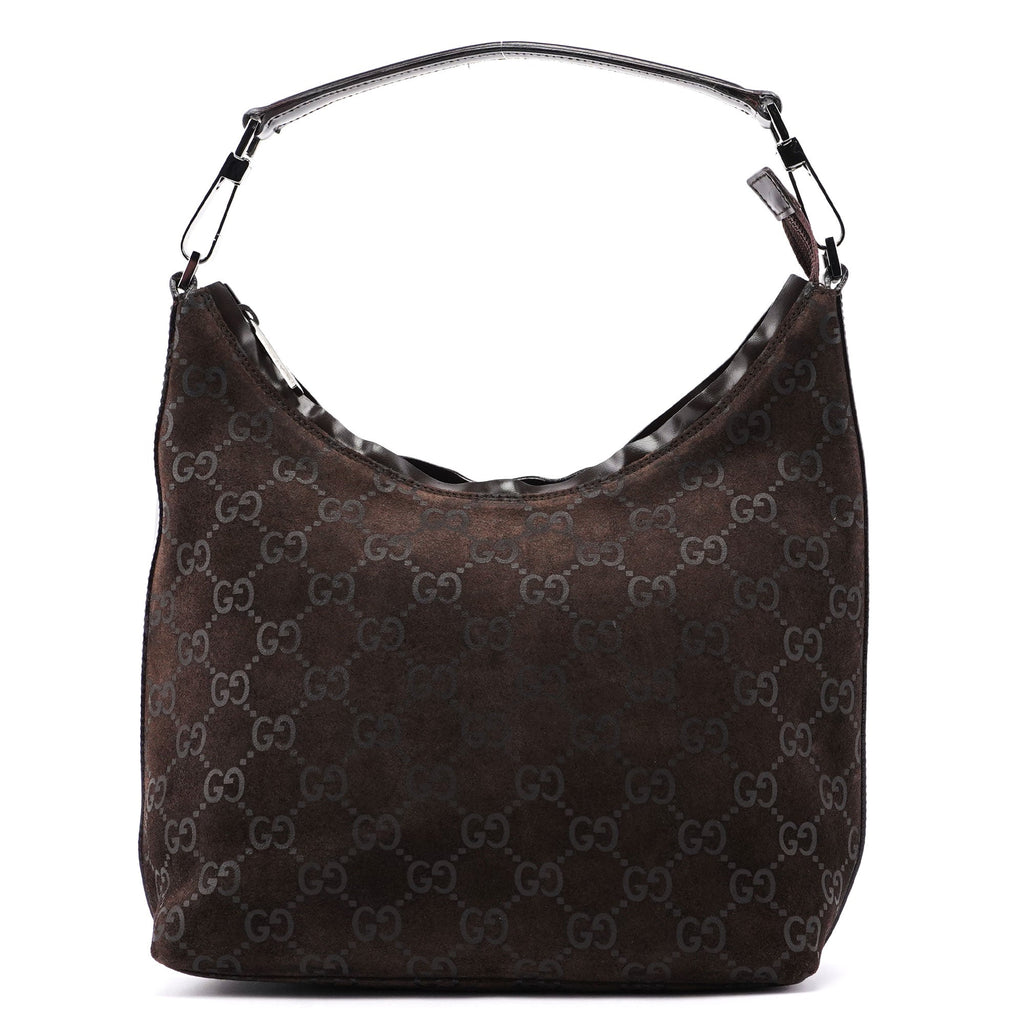 1997 Brown Suede GG Shoulder Bag