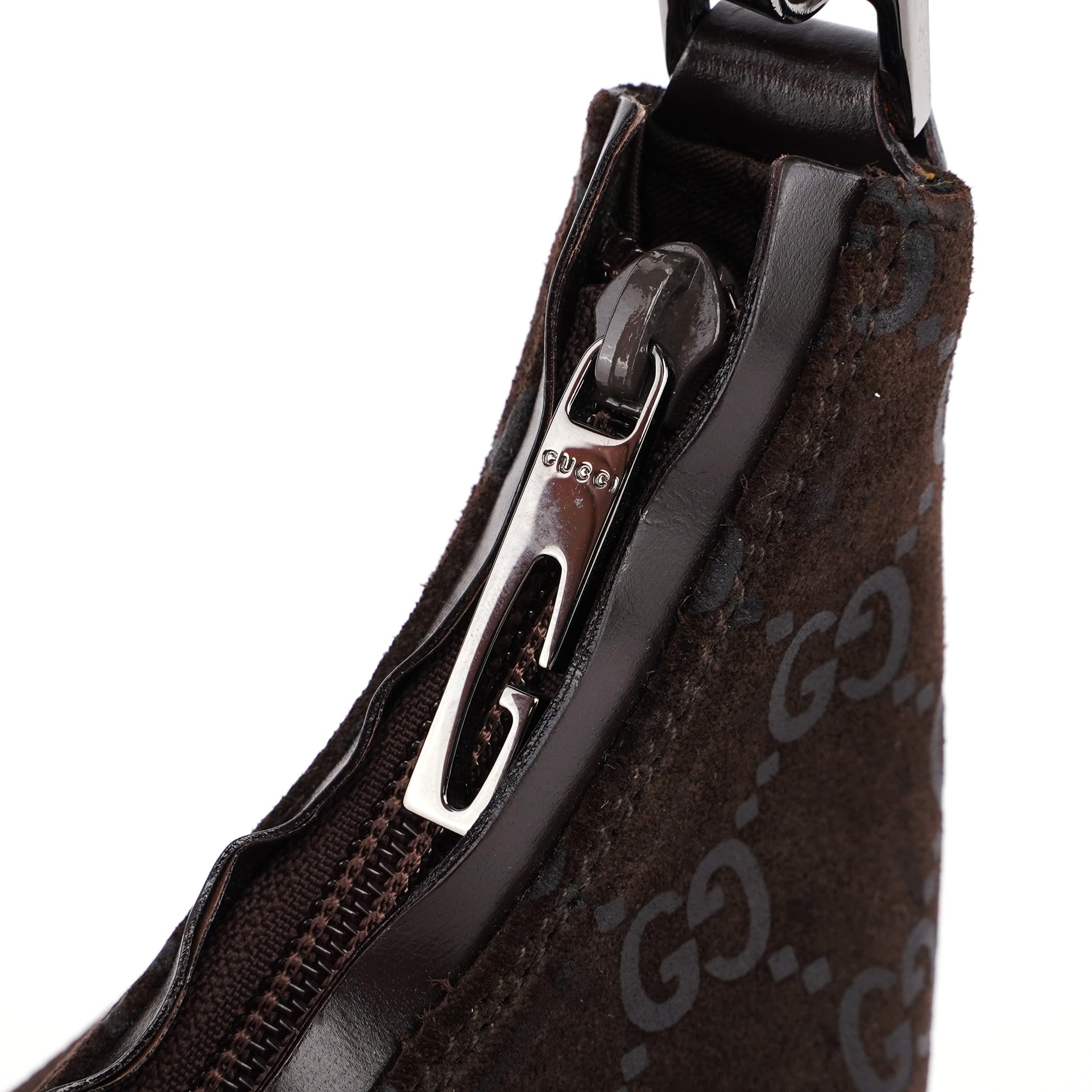 1997 Brown Suede GG Shoulder Bag