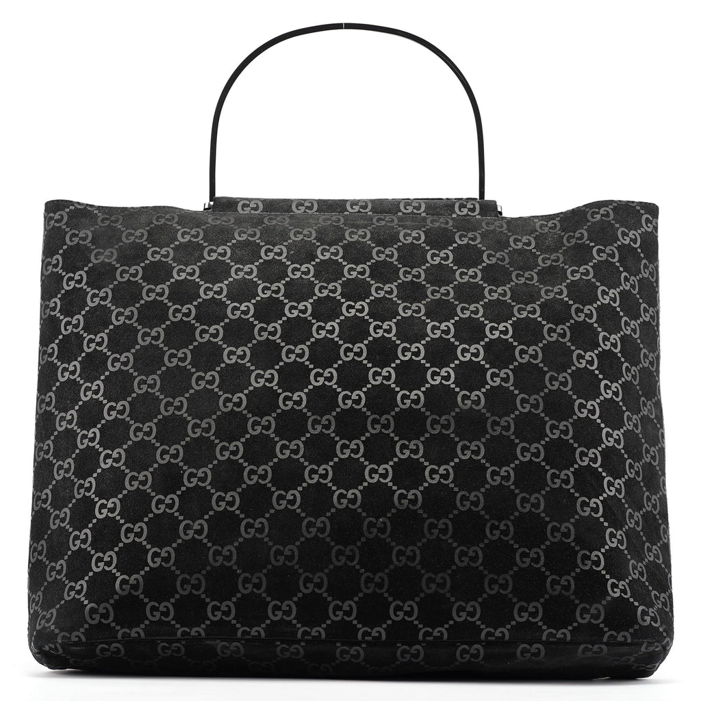 1997 GG Suede Metal Handle Tote Bag