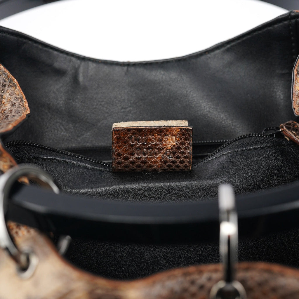 1999 Beige Lizard Leather Loop Shoulder Bag
