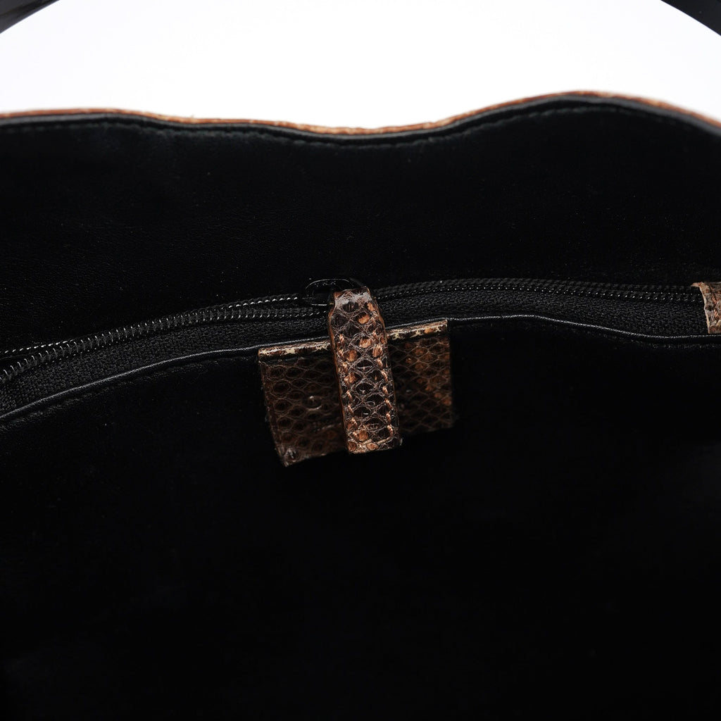 1999 Beige Lizard Leather Loop Shoulder Bag