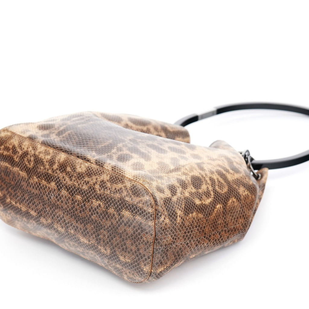 1999 Beige Lizard Leather Loop Shoulder Bag