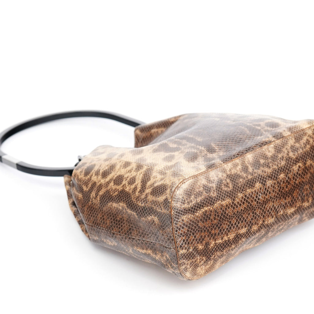 1999 Beige Lizard Leather Loop Shoulder Bag