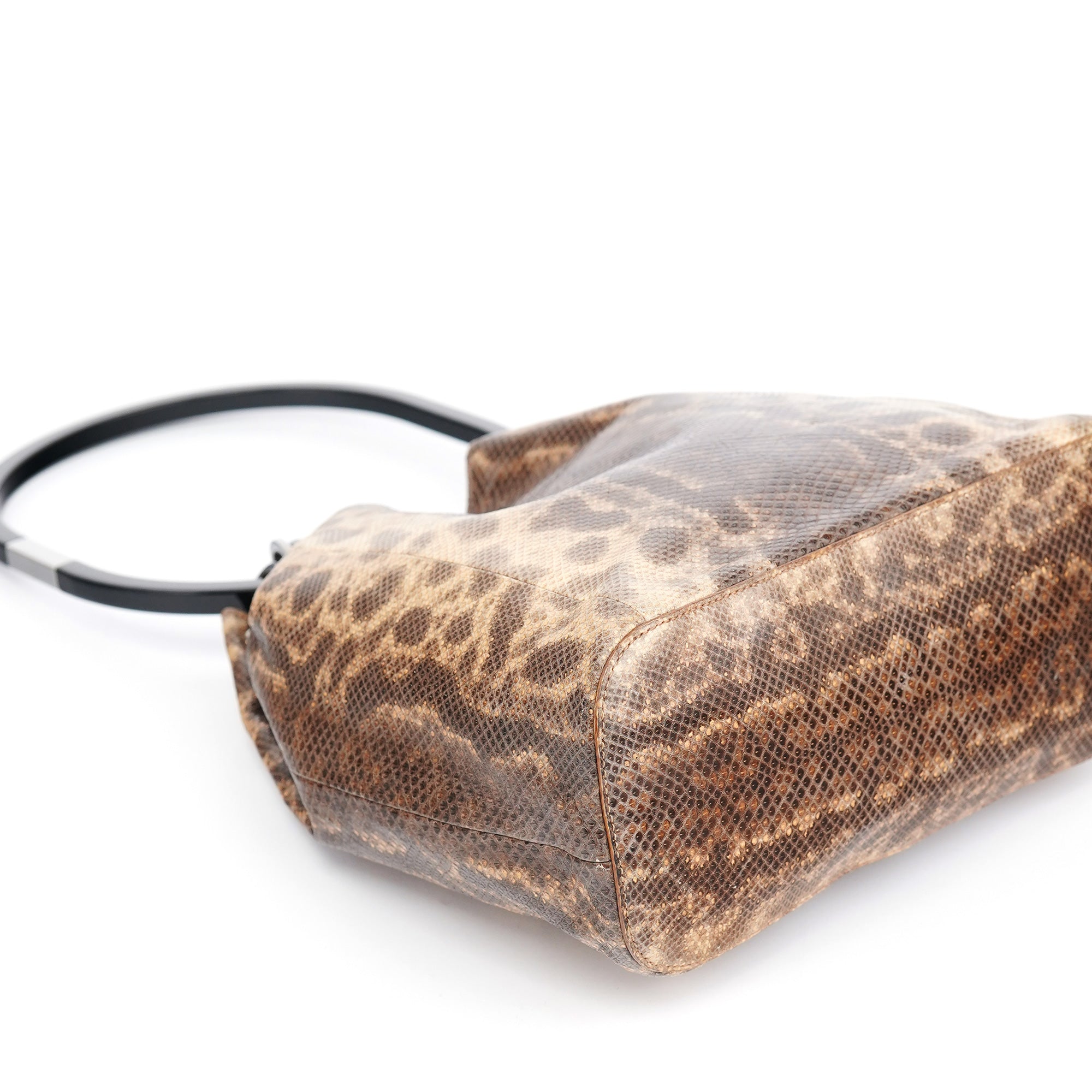 1999 Beige Lizard Leather Loop Shoulder Bag