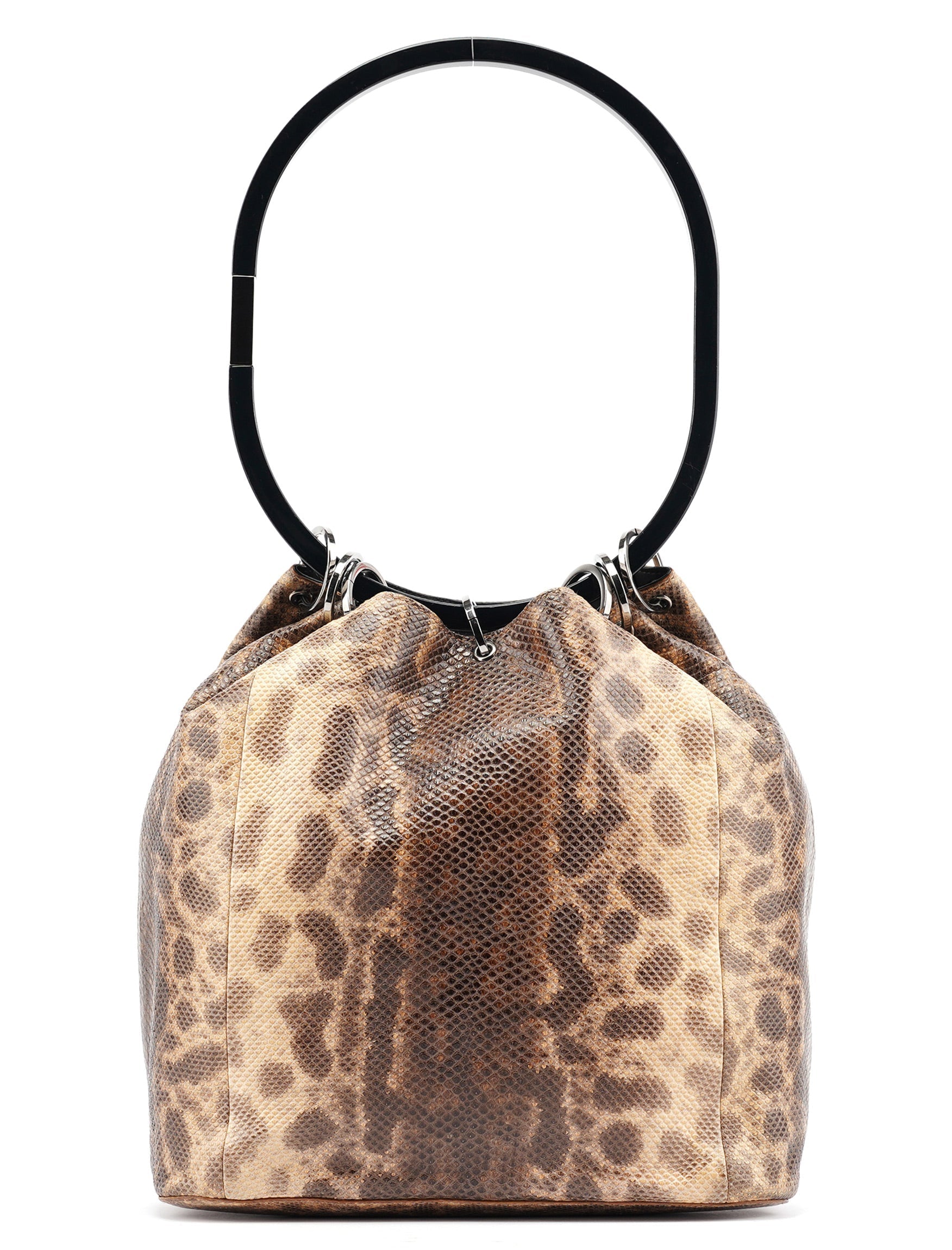 1999 Beige Lizard Leather Loop Shoulder Bag