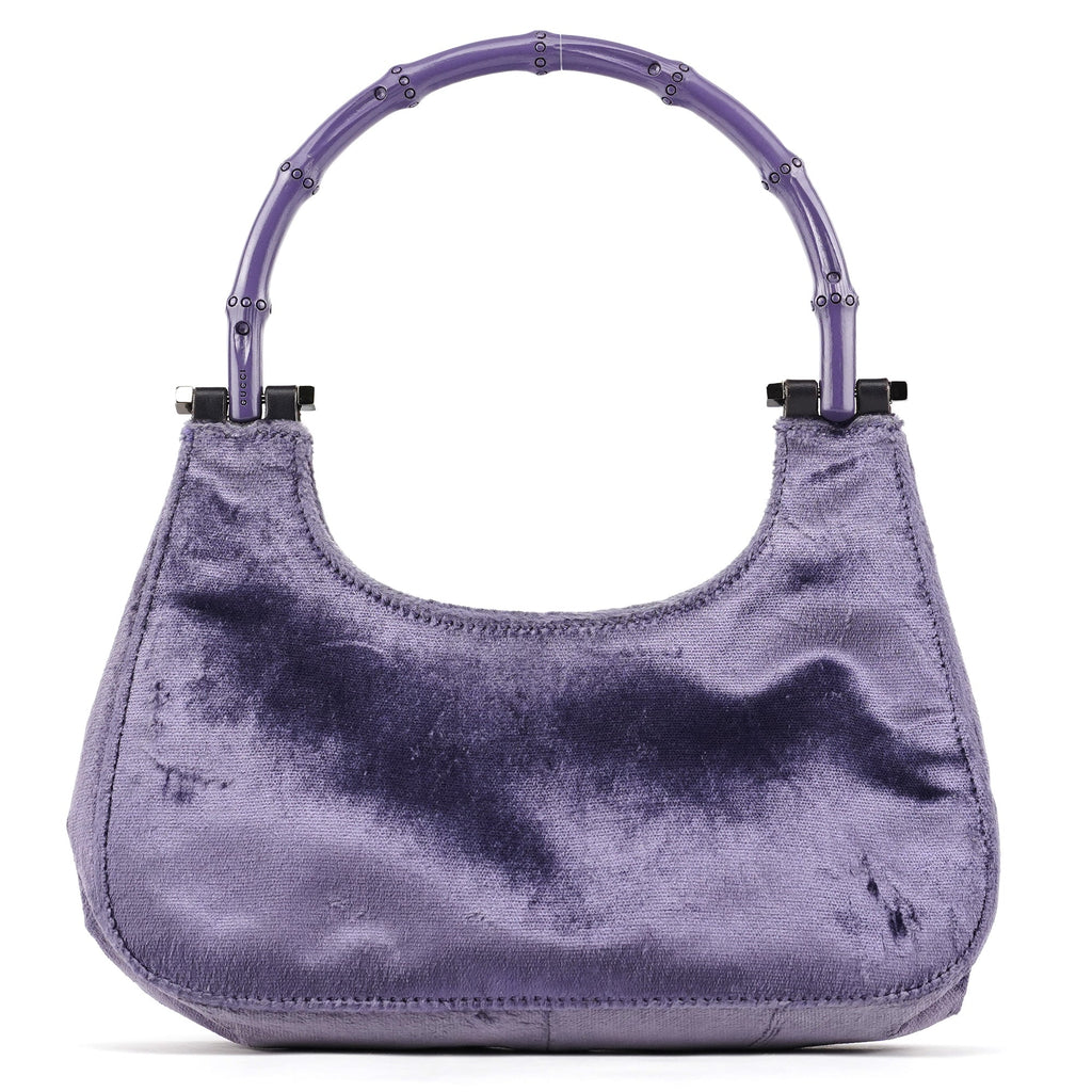 1999 Purple Velvet Bamboo Shoulder Bag