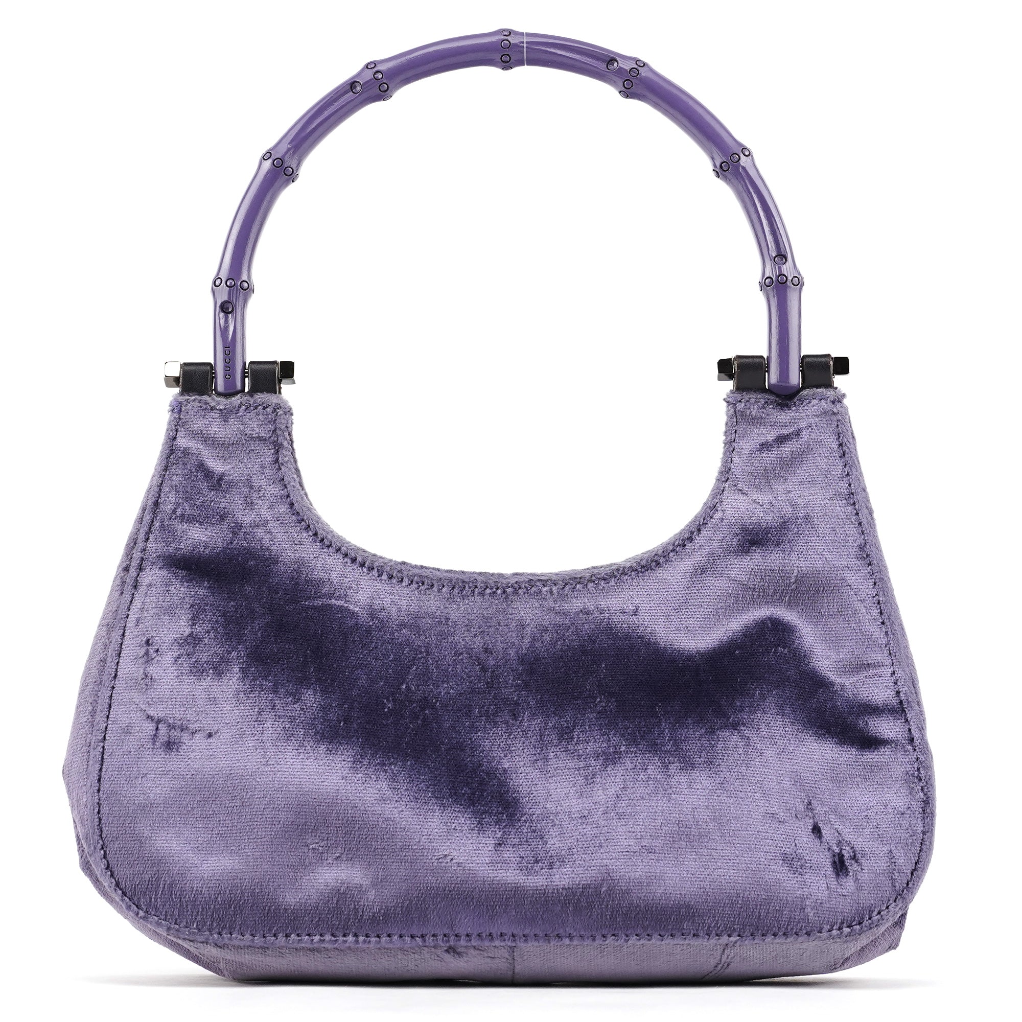 1999 Purple Velvet Bamboo Shoulder Bag