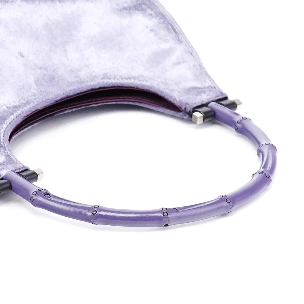 1999 Purple Velvet Bamboo Shoulder Bag