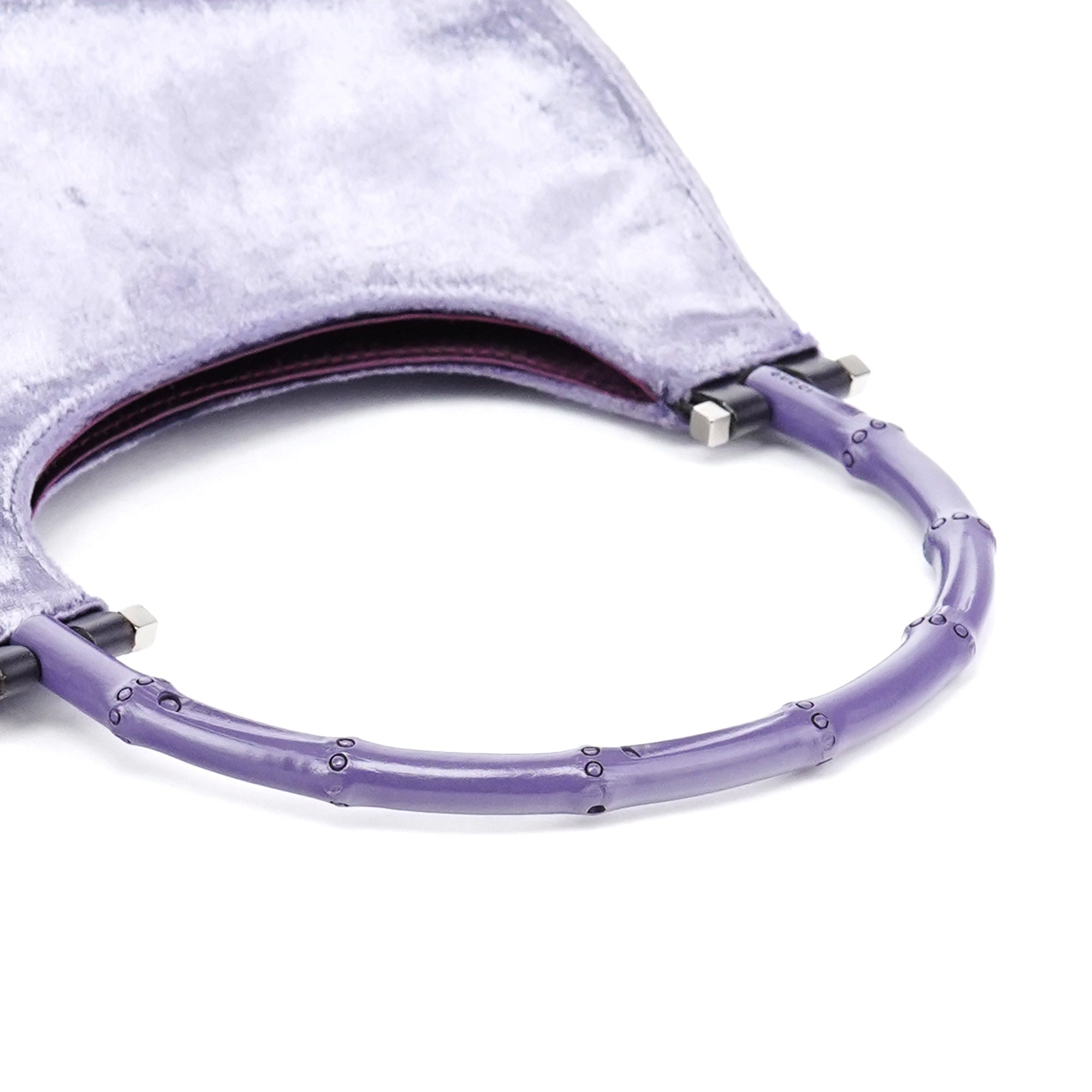 1999 Purple Velvet Bamboo Shoulder Bag