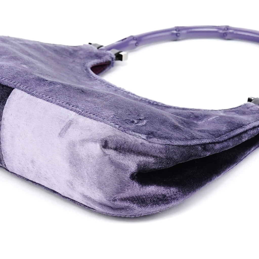 1999 Purple Velvet Bamboo Shoulder Bag