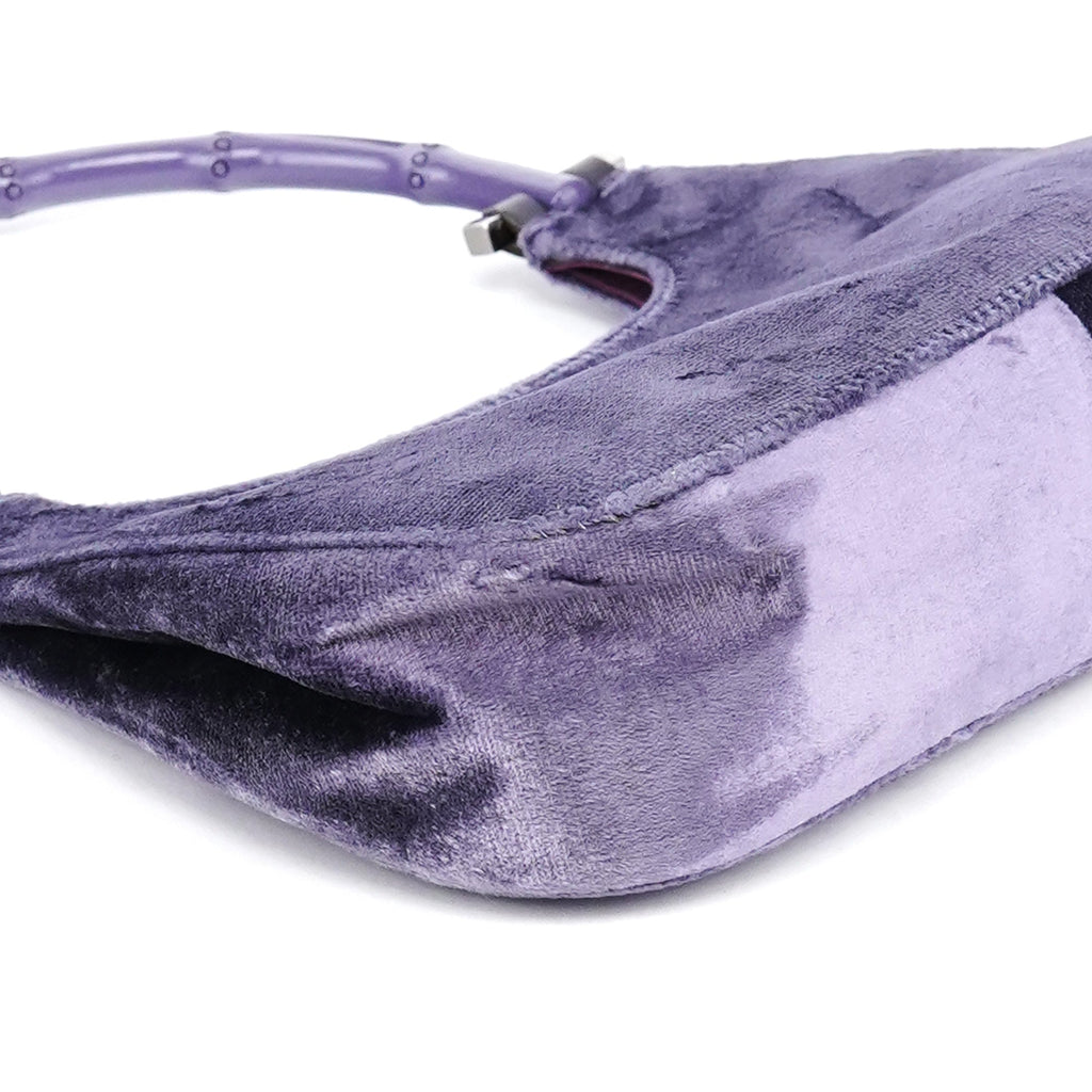1999 Purple Velvet Bamboo Shoulder Bag