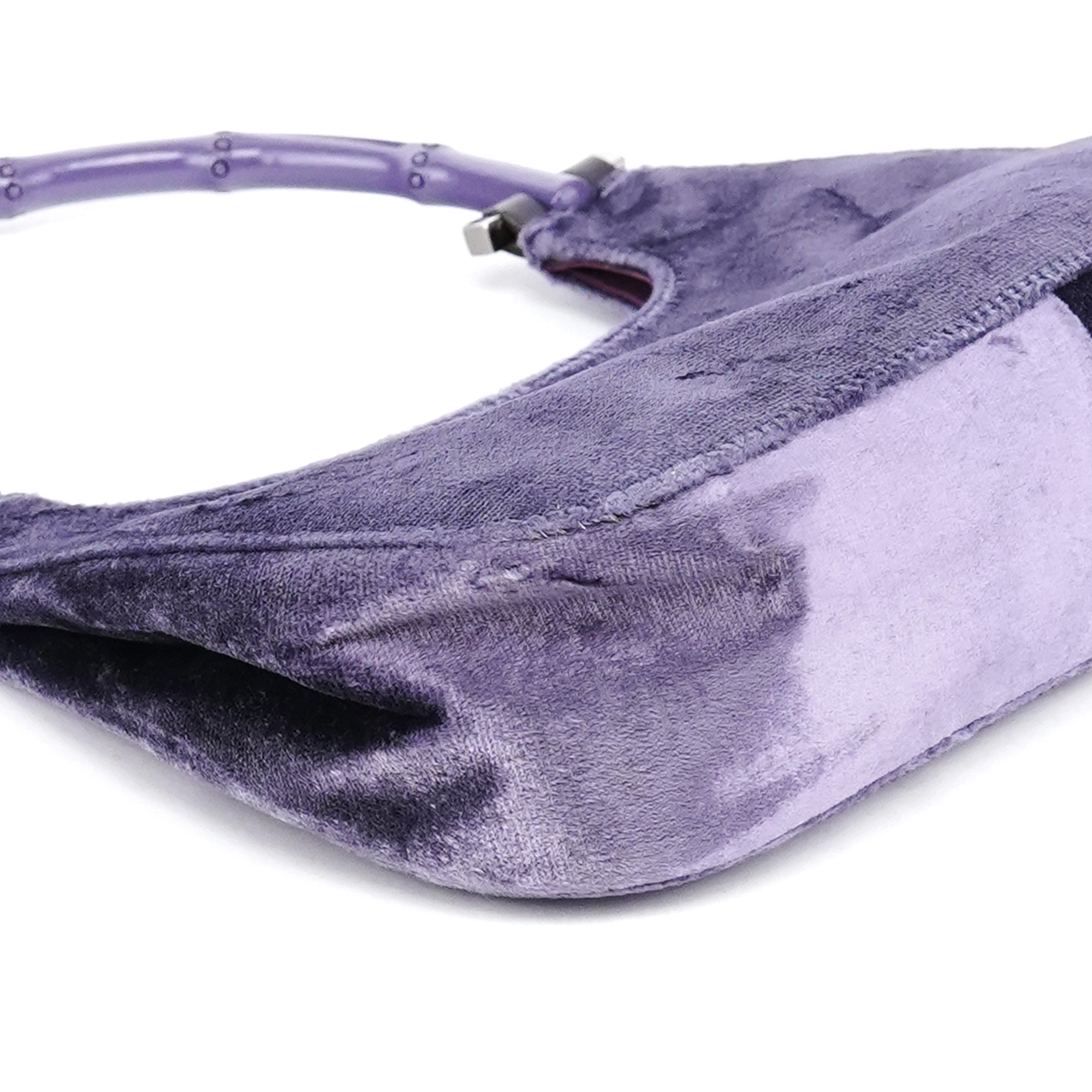 1999 Purple Velvet Bamboo Shoulder Bag