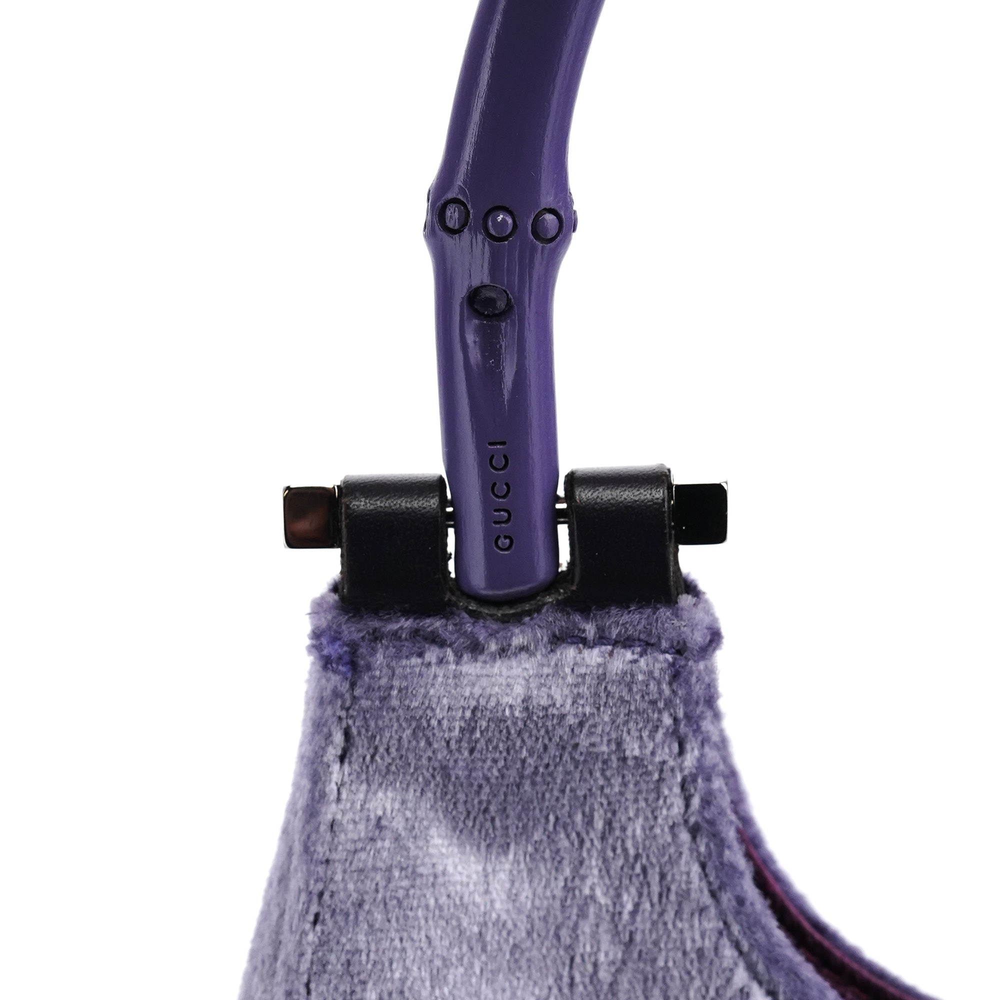1999 Purple Velvet Bamboo Shoulder Bag
