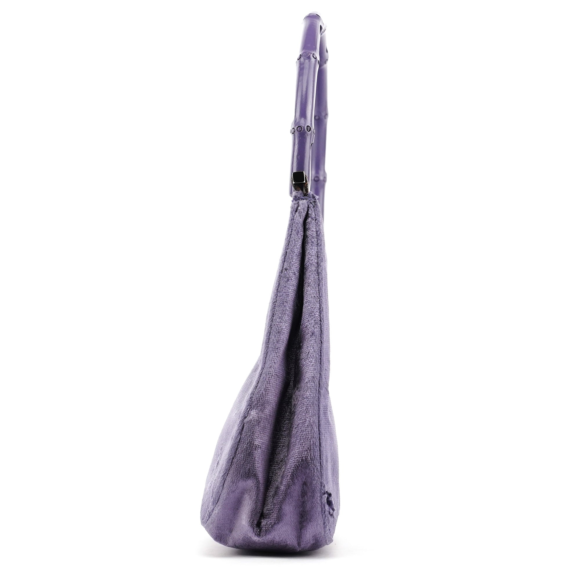1999 Purple Velvet Bamboo Shoulder Bag