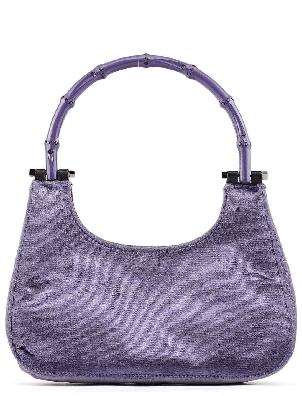 1999 Purple Velvet Bamboo Shoulder Bag