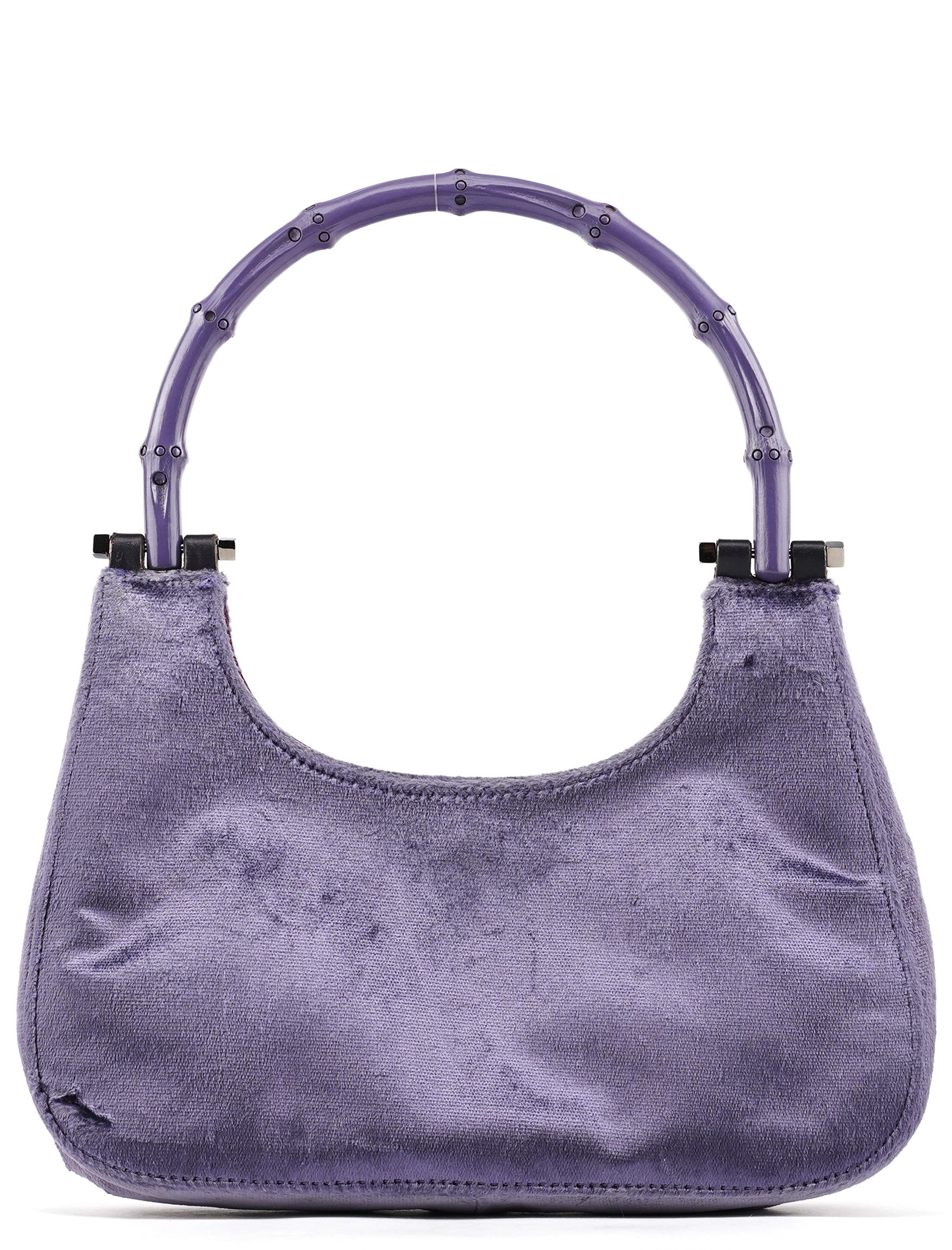 1999 Purple Velvet Bamboo Shoulder Bag