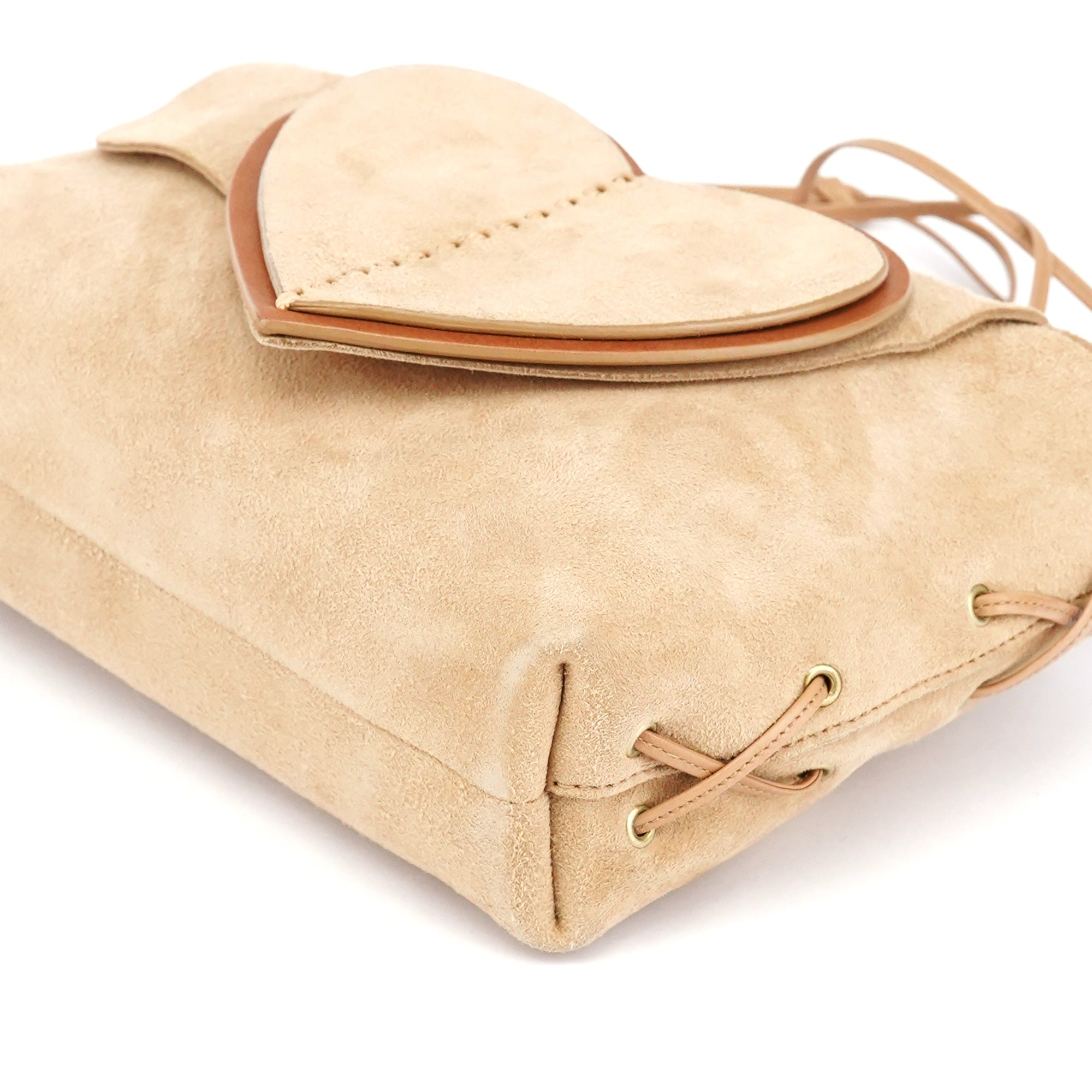 2001 Beige Suede Heart Crossbody Bag