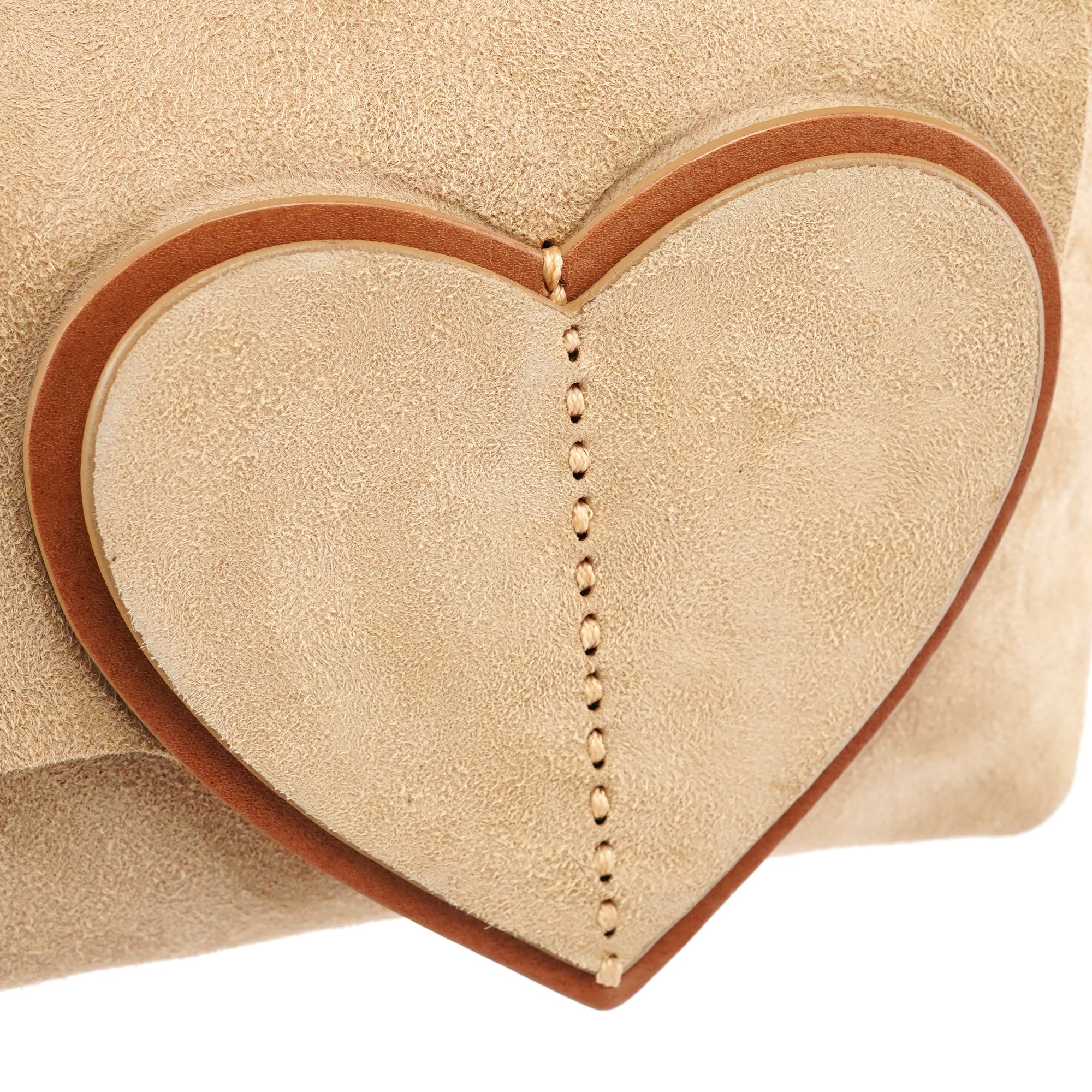 2001 Beige Suede Heart Crossbody Bag