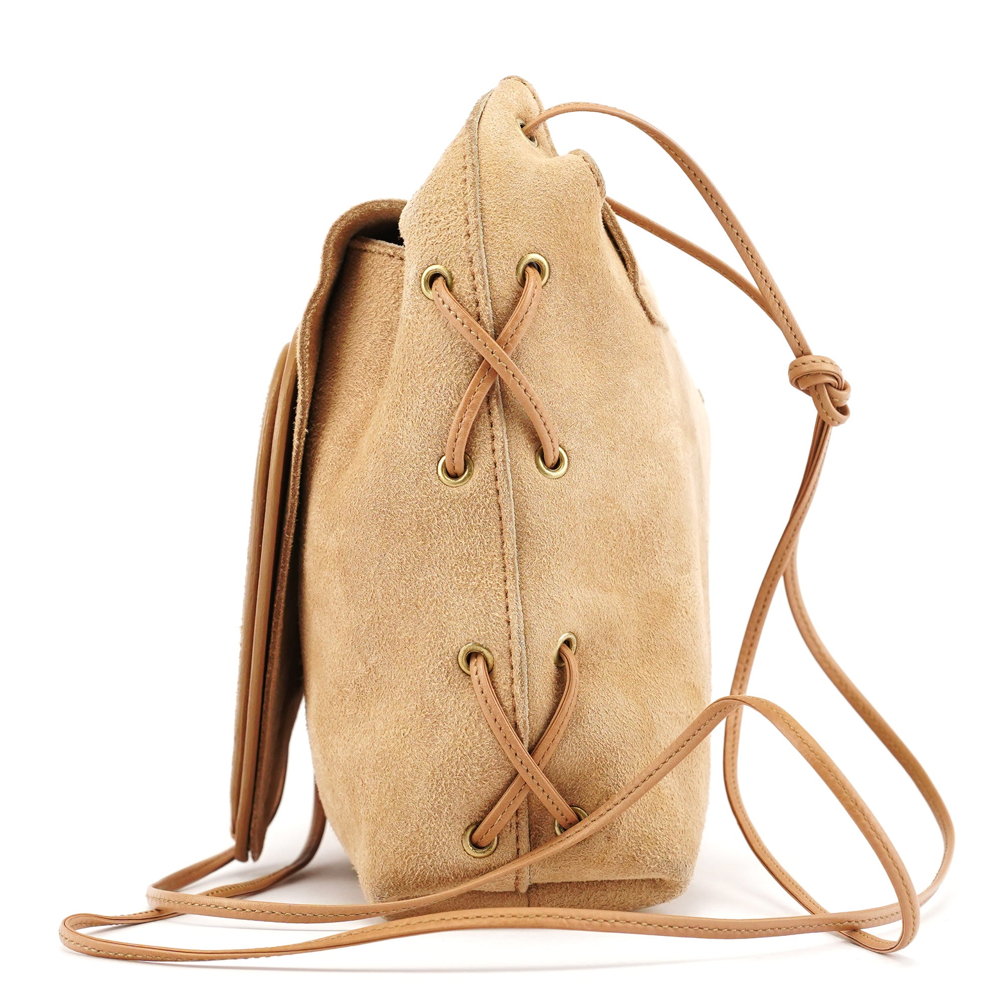 2001 Beige Suede Heart Crossbody Bag