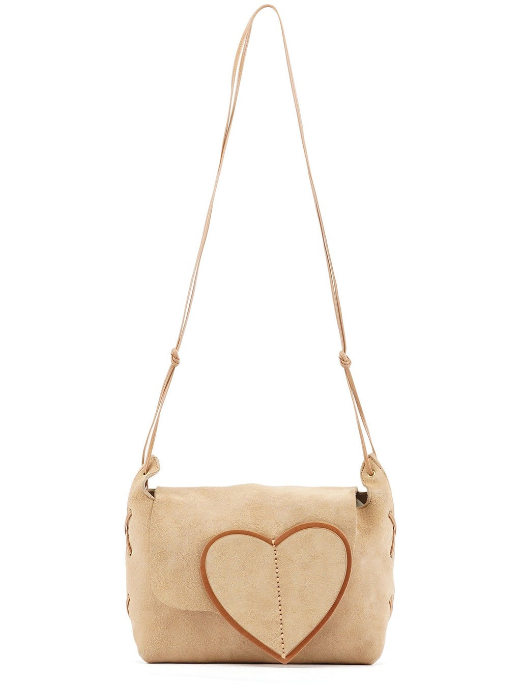 2001 Beige Suede Heart Crossbody Bag