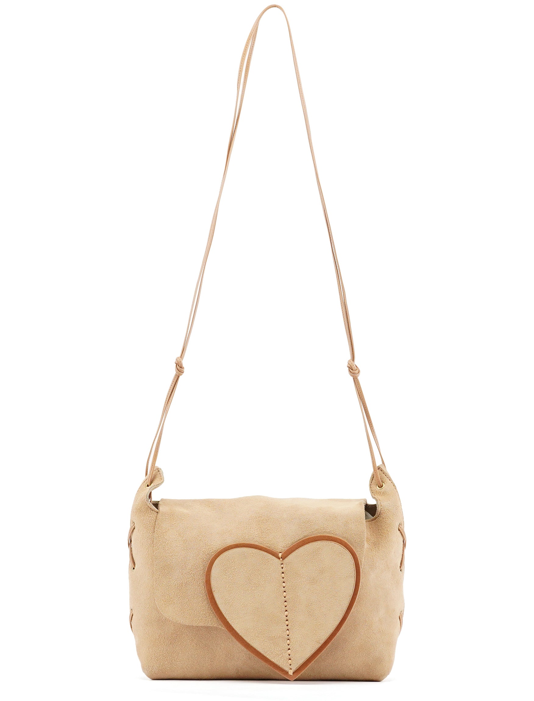 2001 Beige Suede Heart Crossbody Bag