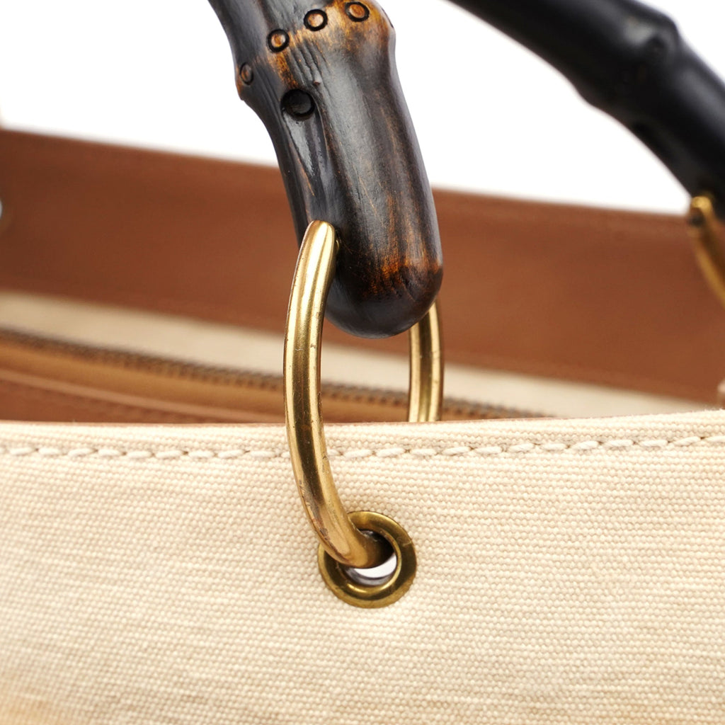 2002 Beige Canvas Bamboo Tote