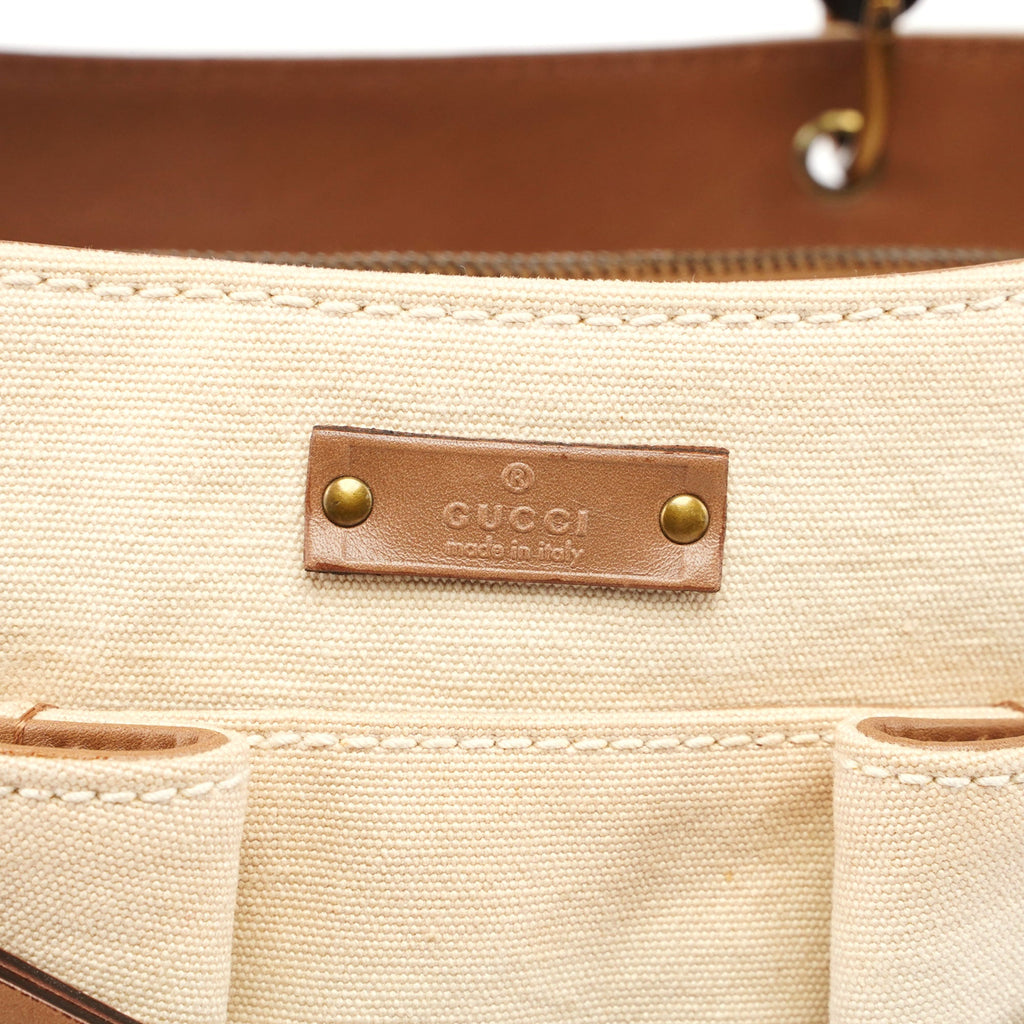 2002 Beige Canvas Bamboo Tote