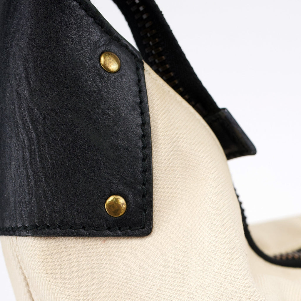 2002 Beige Canvas Hobo Shoulder Bag