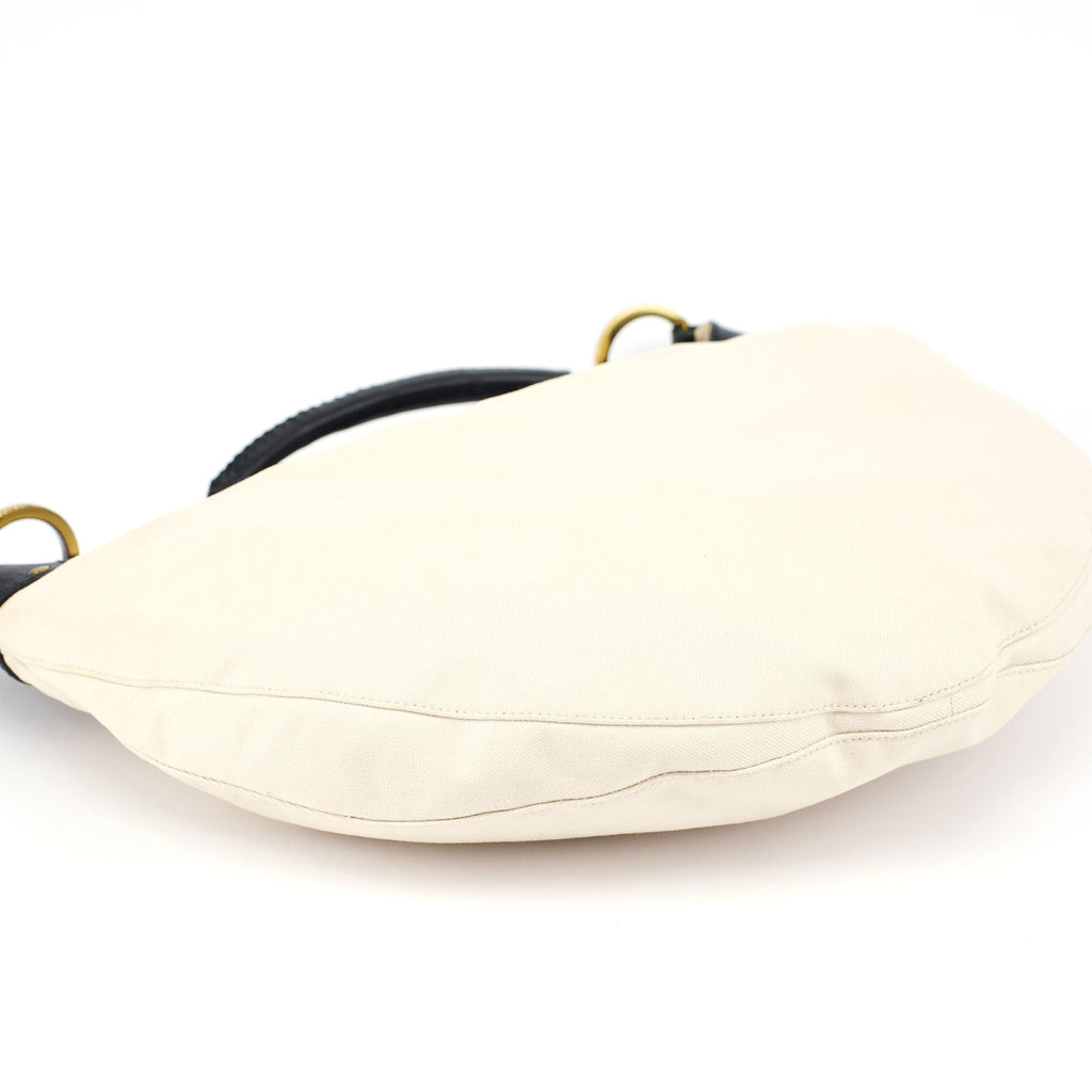 2002 Beige Canvas Hobo Shoulder Bag