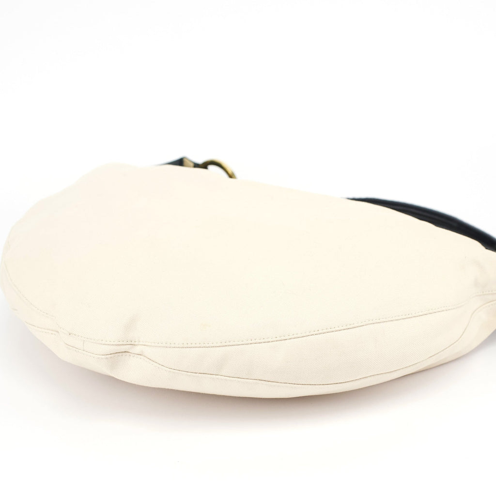 2002 Beige Canvas Hobo Shoulder Bag