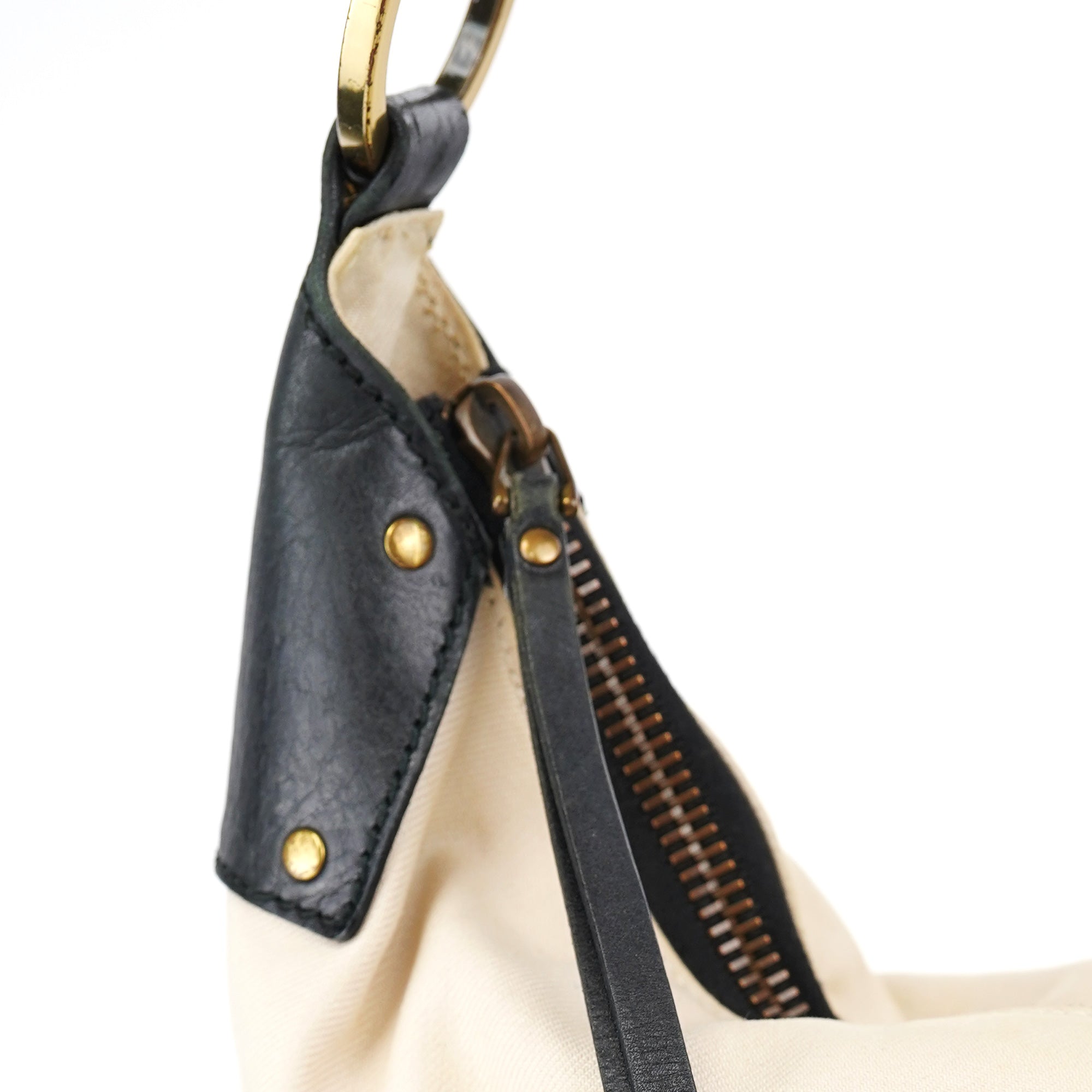 2002 Beige Canvas Hobo Shoulder Bag