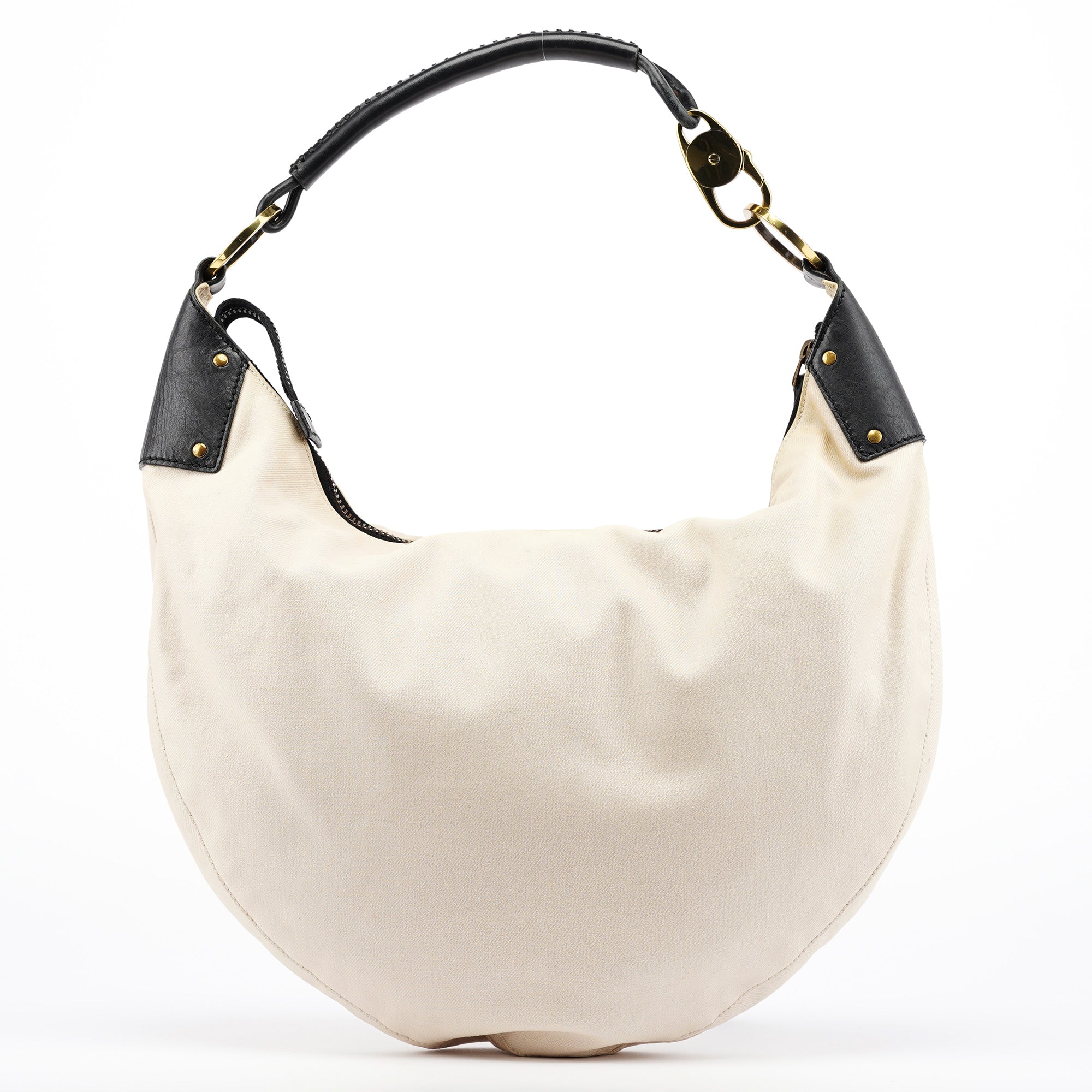 2002 Beige Canvas Hobo Shoulder Bag