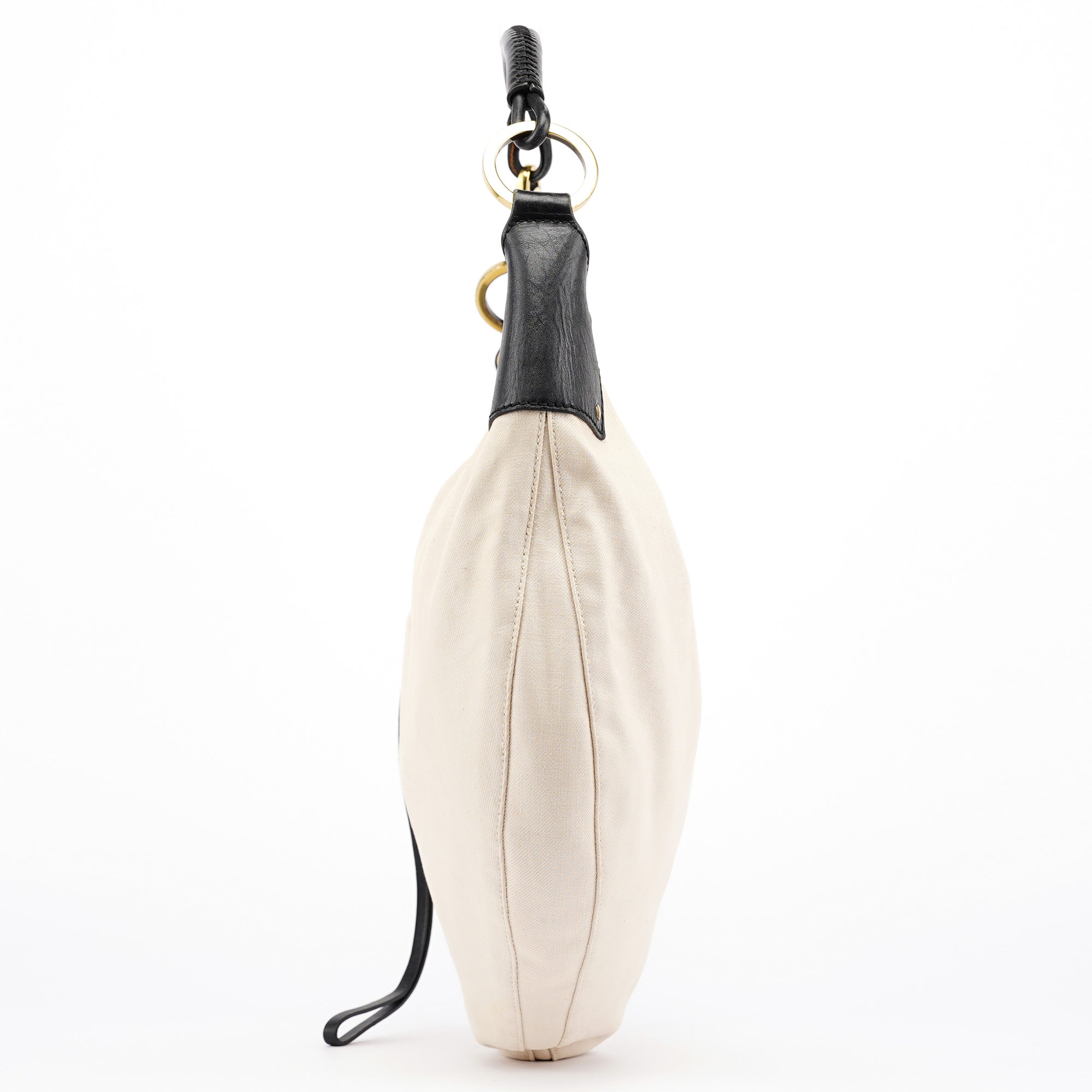 2002 Beige Canvas Hobo Shoulder Bag