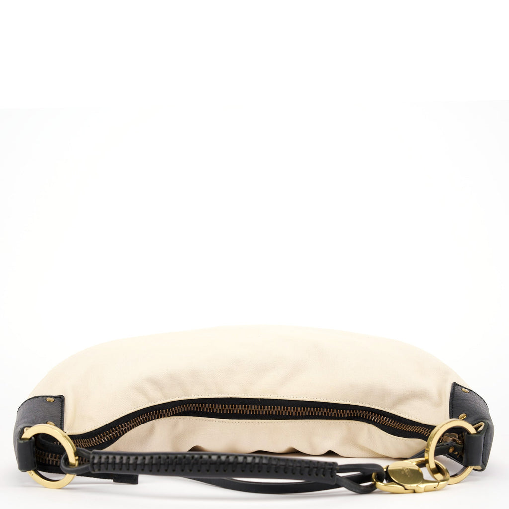 2002 Beige Canvas Hobo Shoulder Bag