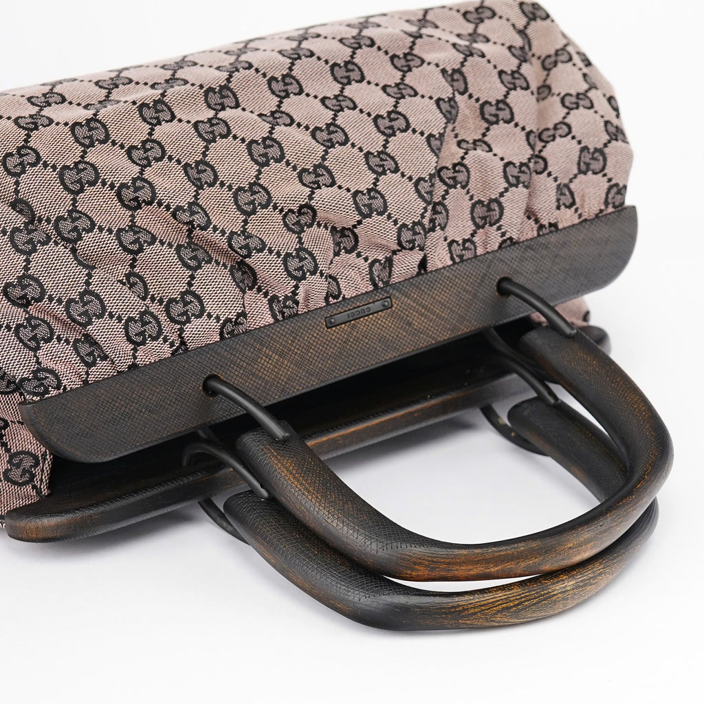 2002 Beige GG Wood Handle Doctor Bag