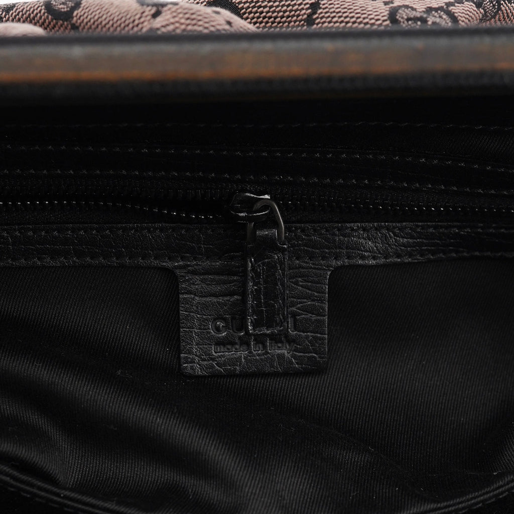 2002 Beige GG Wood Handle Doctor Bag