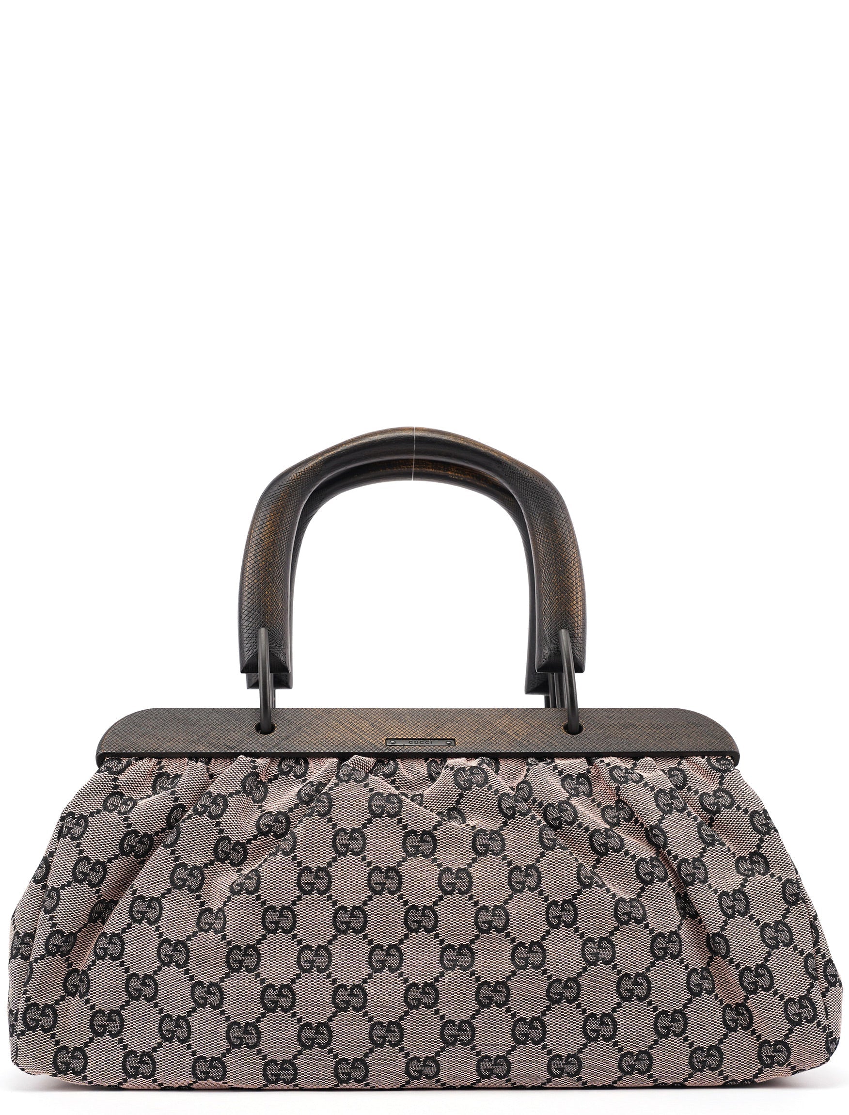 2002 Beige GG Wood Handle Doctor Bag