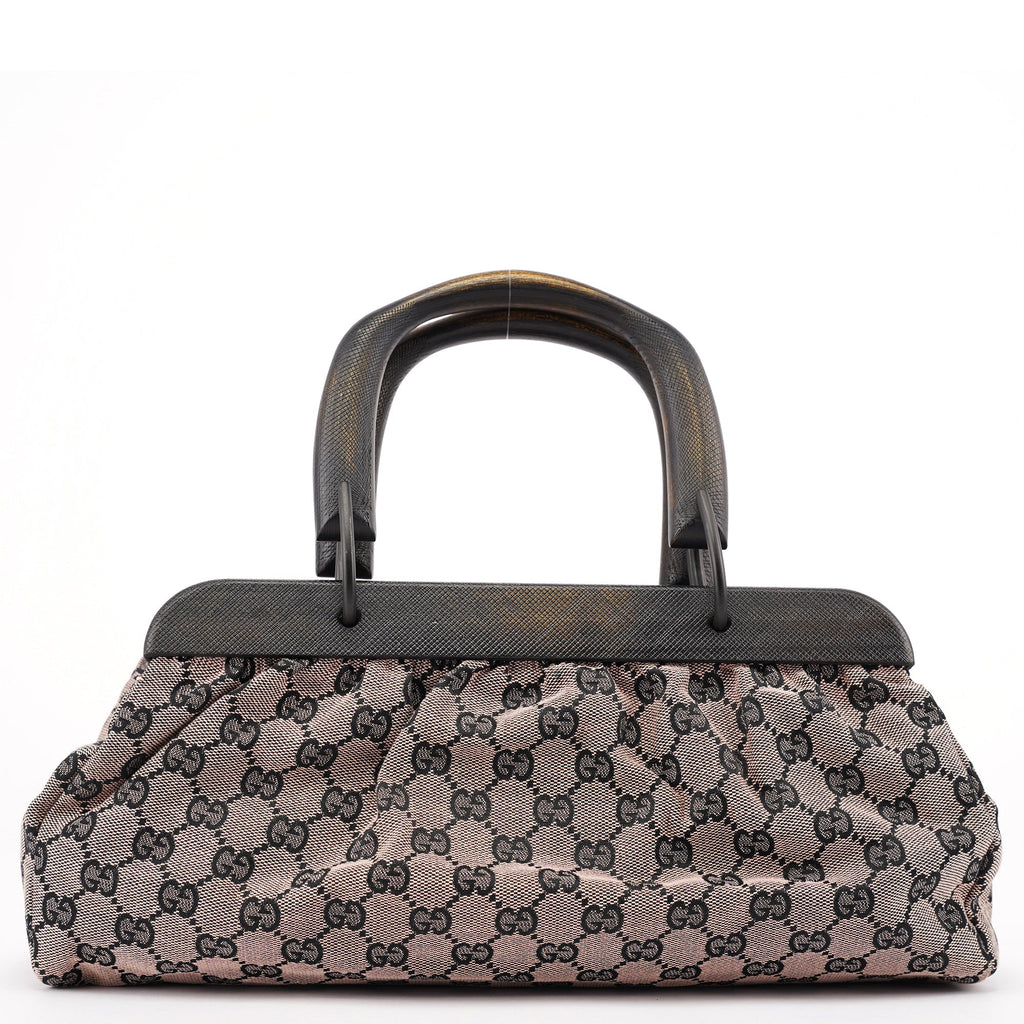 2002 Beige GG Wood Handle Doctor Bag