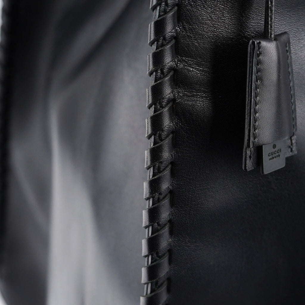 2002 Black Calfskin Wood Handle Bag