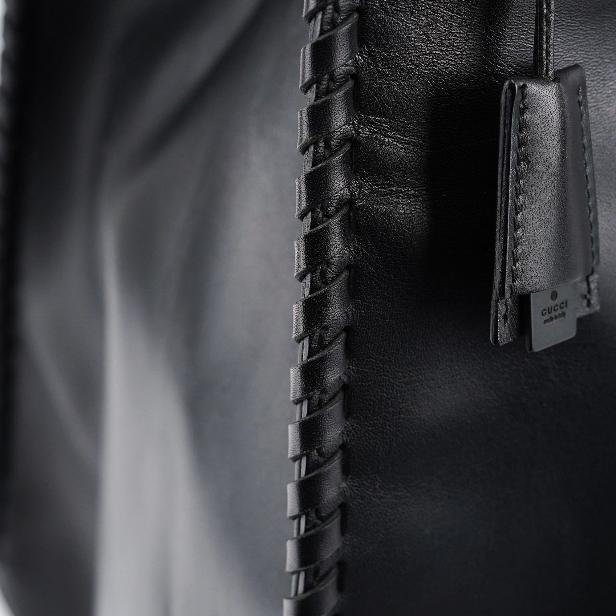 2002 Black Calfskin Wood Handle Bag